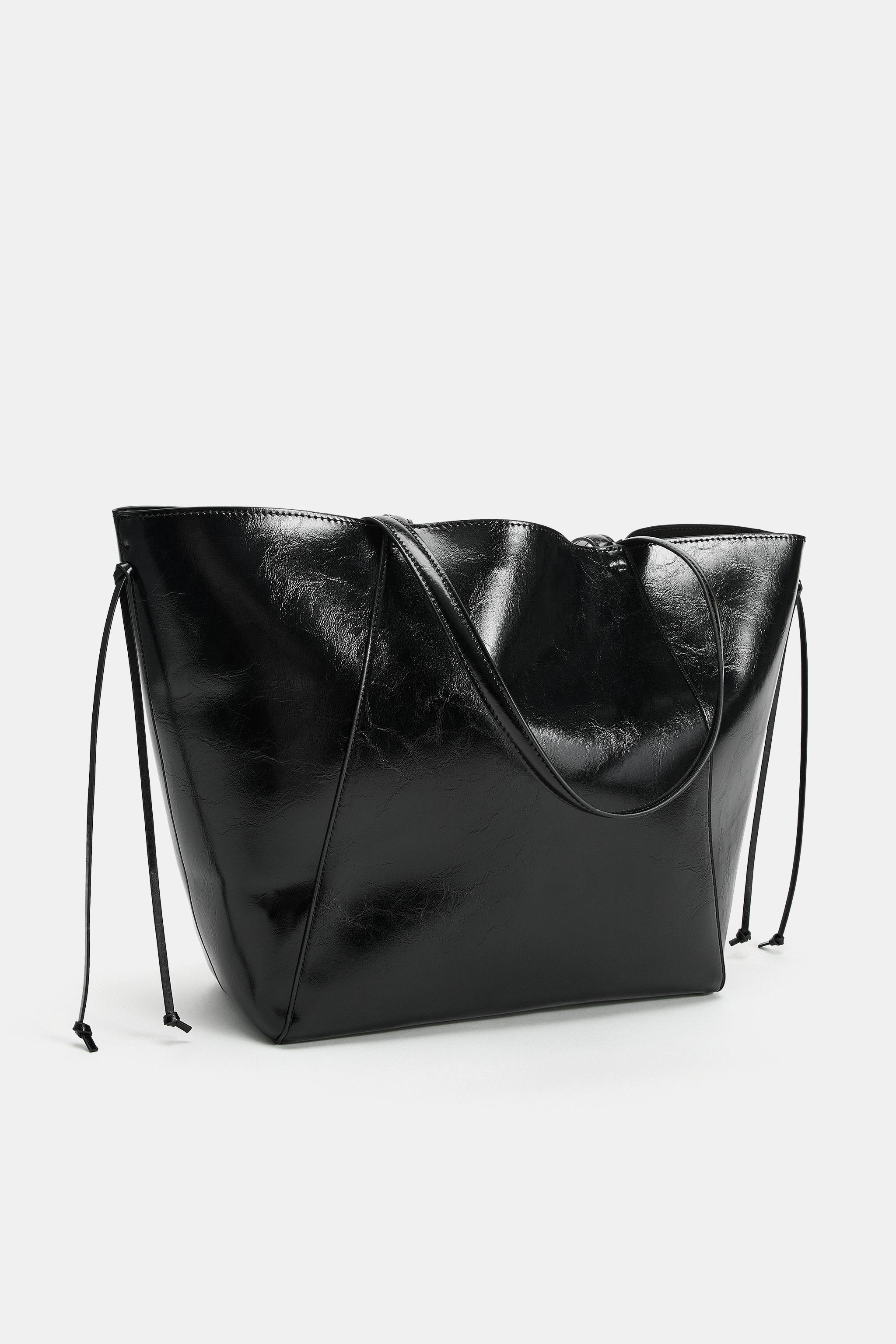 RUCHED SHOPPER TOTE BAG